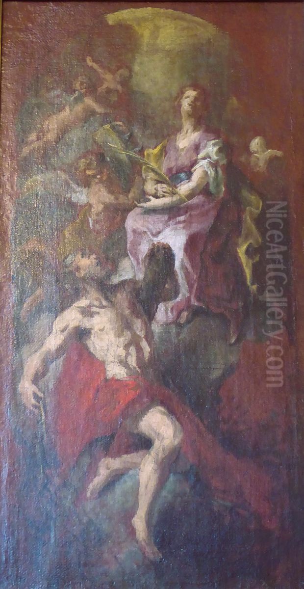 Saint Catherine of Alexandria and Saint Andrew Oil Painting by Jacopo Amigoni
