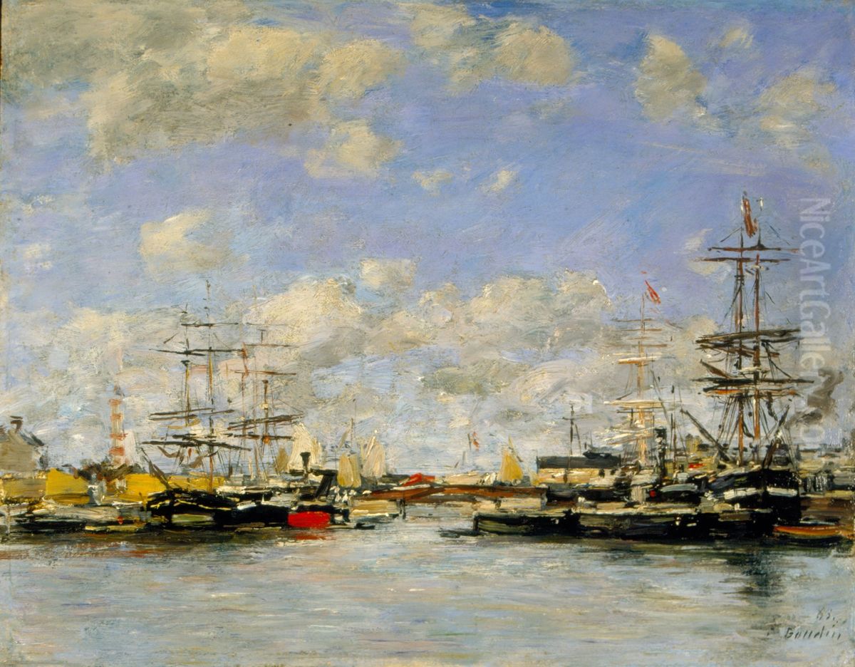 Deauville - A enseada Oil Painting by Eugene Louis Boudin