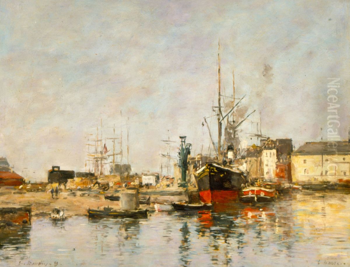Havre. Ancoradouro da barra Oil Painting by Eugene Louis Boudin