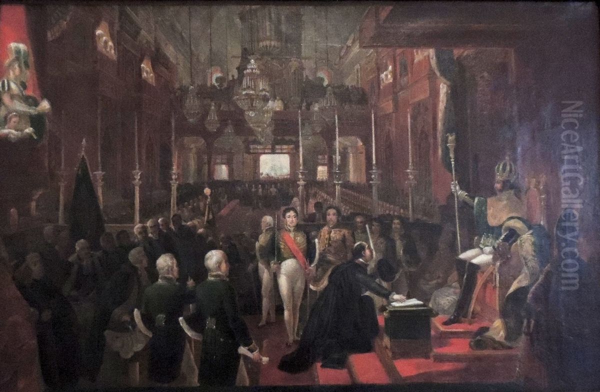 Study for the Consecration of Dom Pedro I Oil Painting by Nicolas-Antoine Taunay