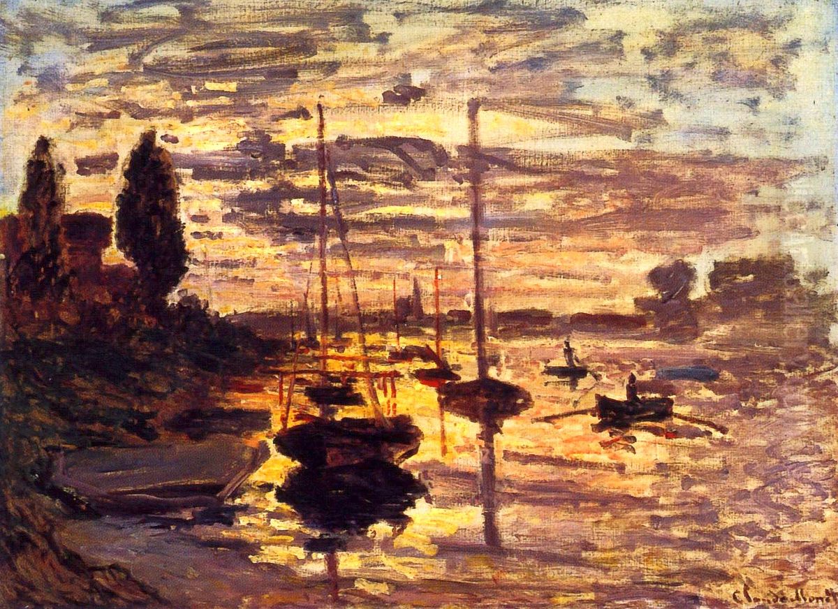 Au Petit-Gennevilliers, soleil couchant Oil Painting by Claude Oscar Monet