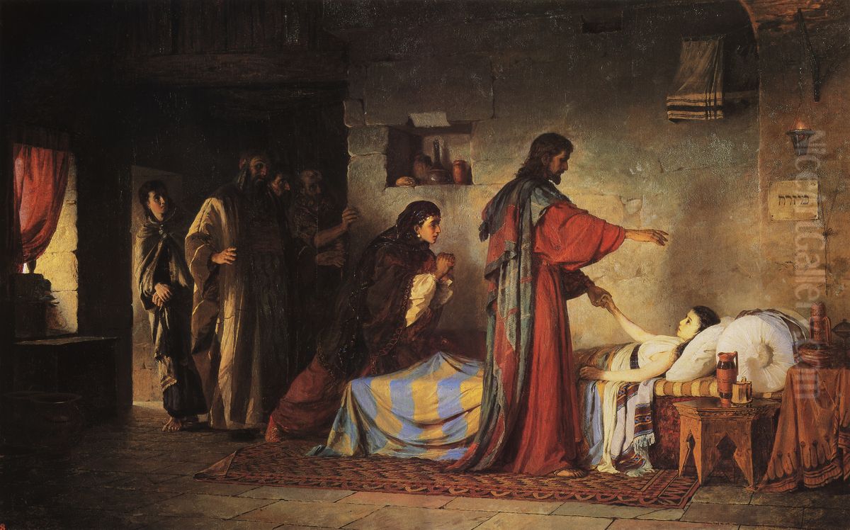 Raising of Jairus' Daughter Oil Painting by Vasily Polenov