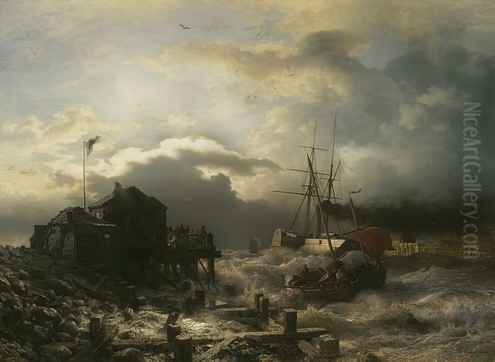 Off Ostend Oil Painting by Andreas Achenbach