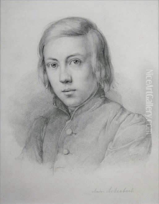 Self-portrait Oil Painting by Andreas Achenbach