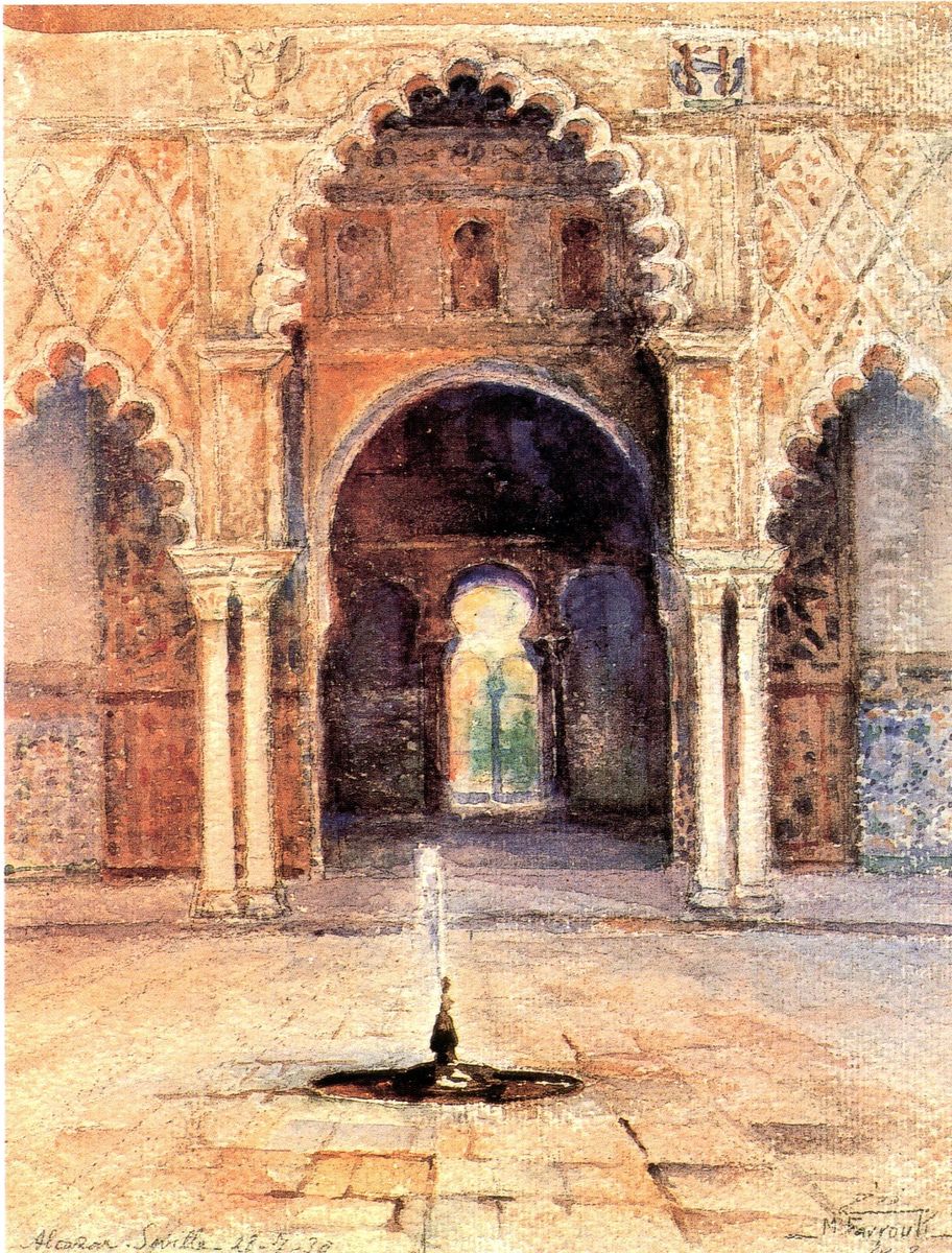 Seville, Alcazar. Oil Painting by Moustafa Farroukh