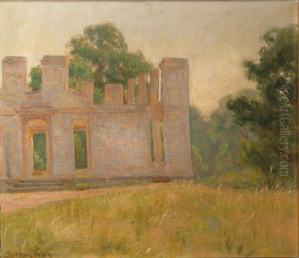 Landscape with a ruin. Oil Painting by Johannes Achton Friis