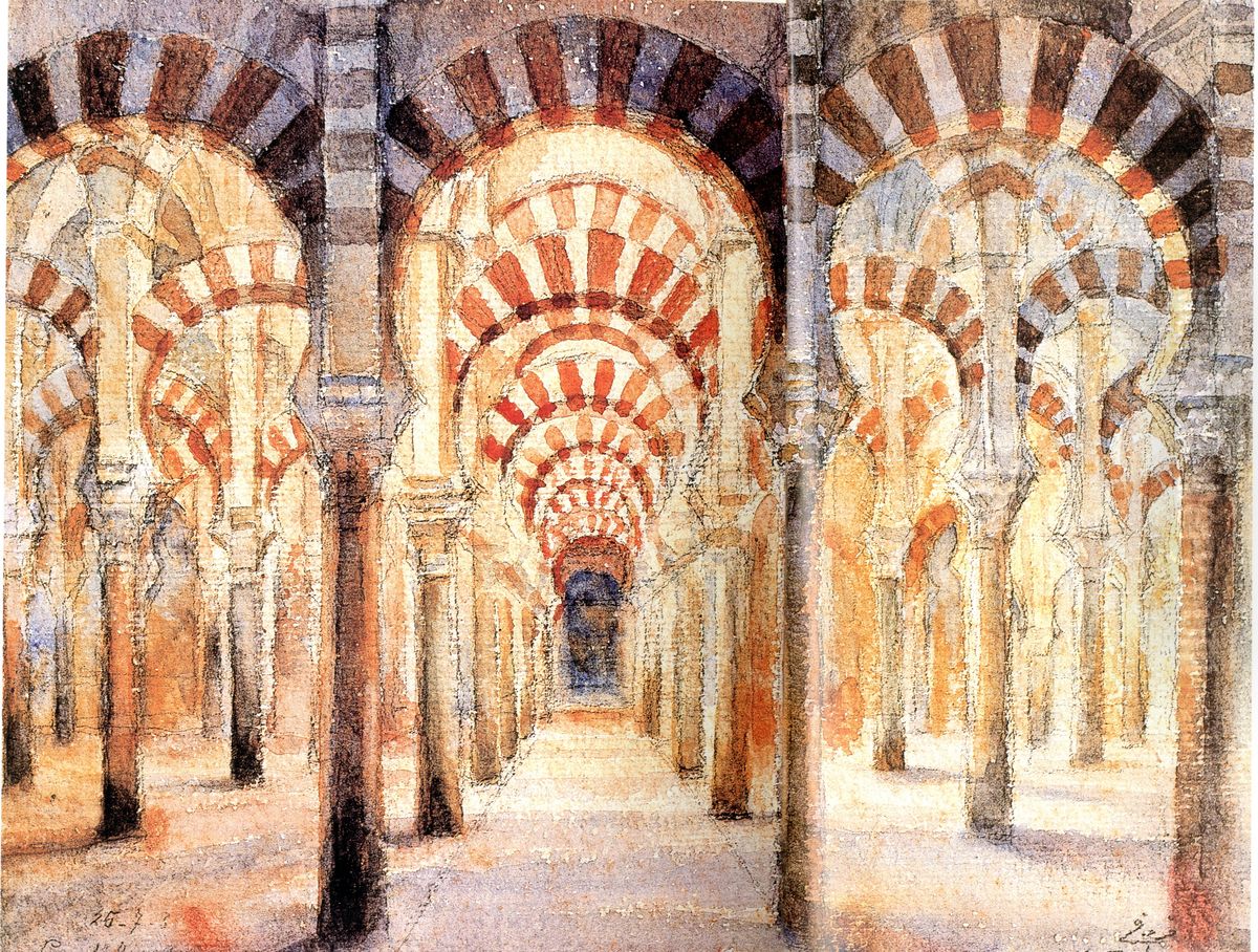 Cordoue, La Grande Mosquee. Oil Painting by Moustafa Farroukh