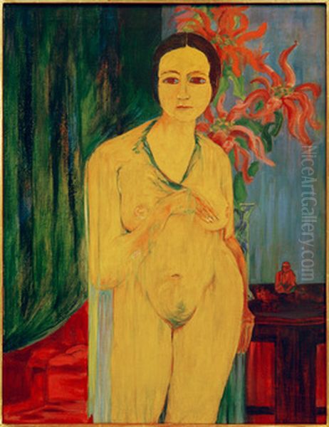 Yellow nude Oil Painting by Philipp Bauknecht