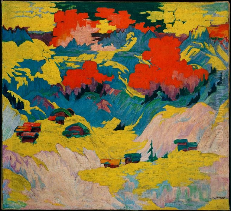 Winterlandschaft bei Davos Laret (Winterlandschaft Laret bei Davos) Oil Painting by Philipp Bauknecht