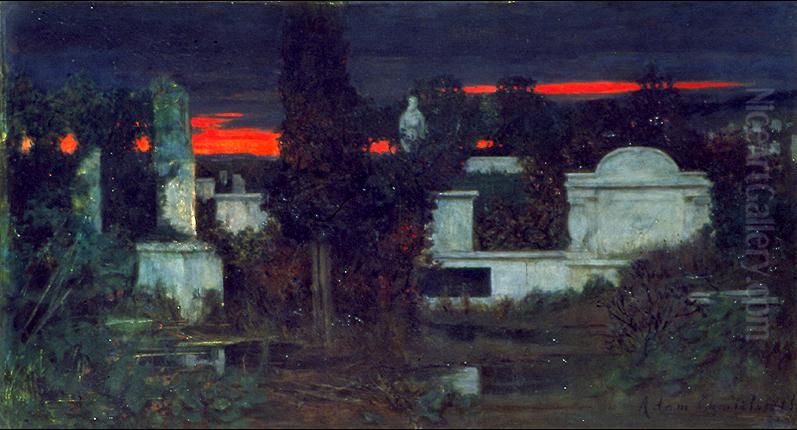 cmentarz wloski Oil Painting by Albert Chmielowski