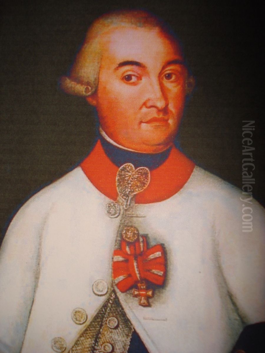 Baron Adam Franjo Buric /Adam Francis Burich/ (1732-1803), Croatian nobleman and general of the Habsburg Monarchy imperial army Oil Painting by Andreas Herrlein