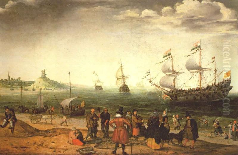 Coastal Landscape with Ships Oil Painting by Adam Willaerts