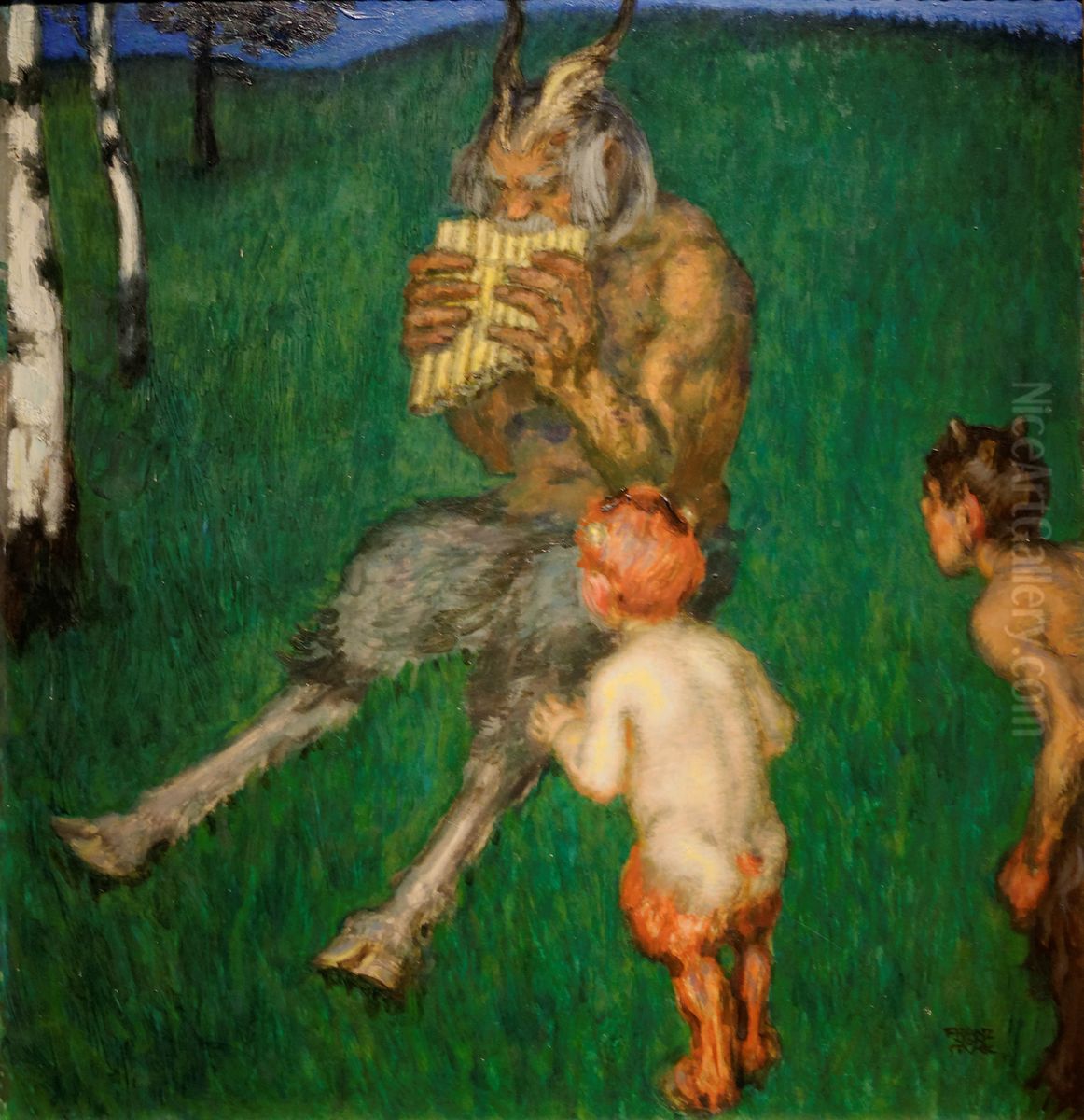 Old Faun Oil Painting by Franz Stuck