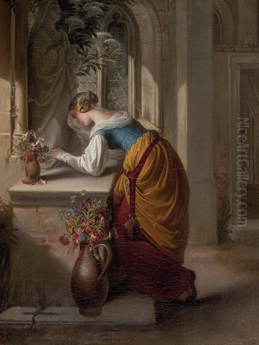 Gretchen vor der Statue der Hl. Maria Oil Painting by Adam Vogler