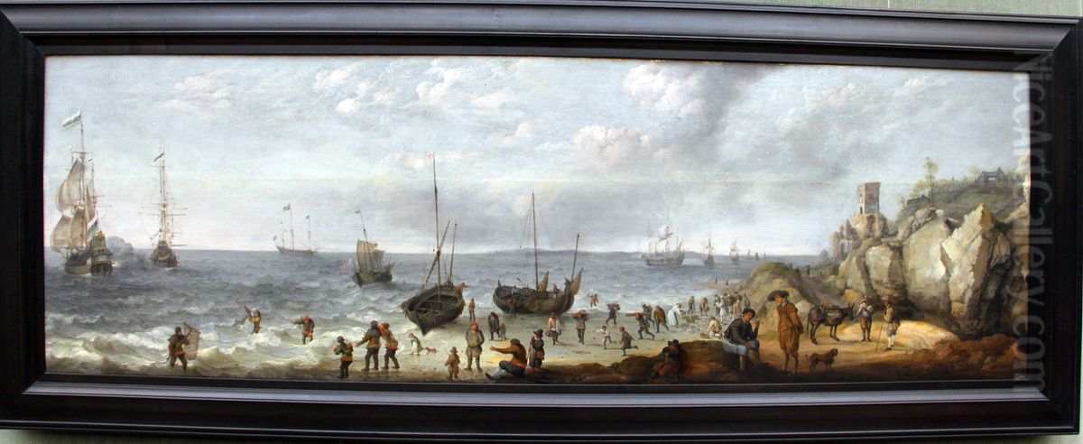 Fishing Oil Painting by Adam Willaerts