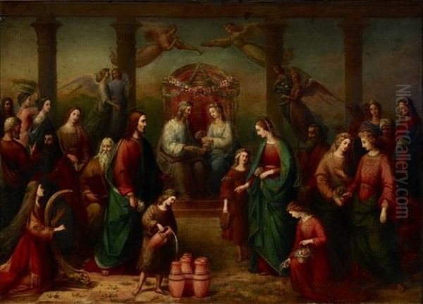 The marriage at Cana of Galilee. Oil Painting by Adelaide Eliza Ironside