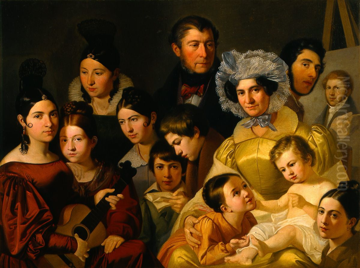 La famiglia Malatesta Oil Painting by Adeodato Malatesta or Malatesti