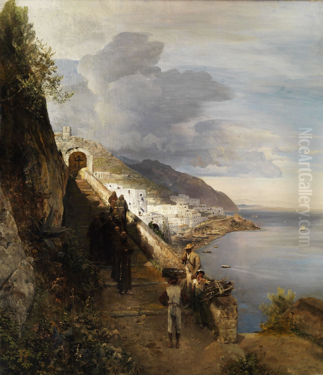 The Amalfi Coast Oil Painting by Oswald Achenbach