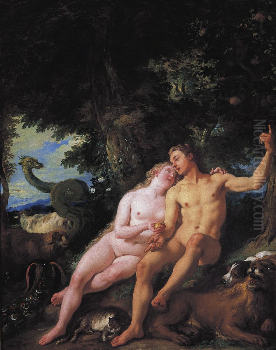 Adam and Eve Oil Painting by Jean-Francois de Troy