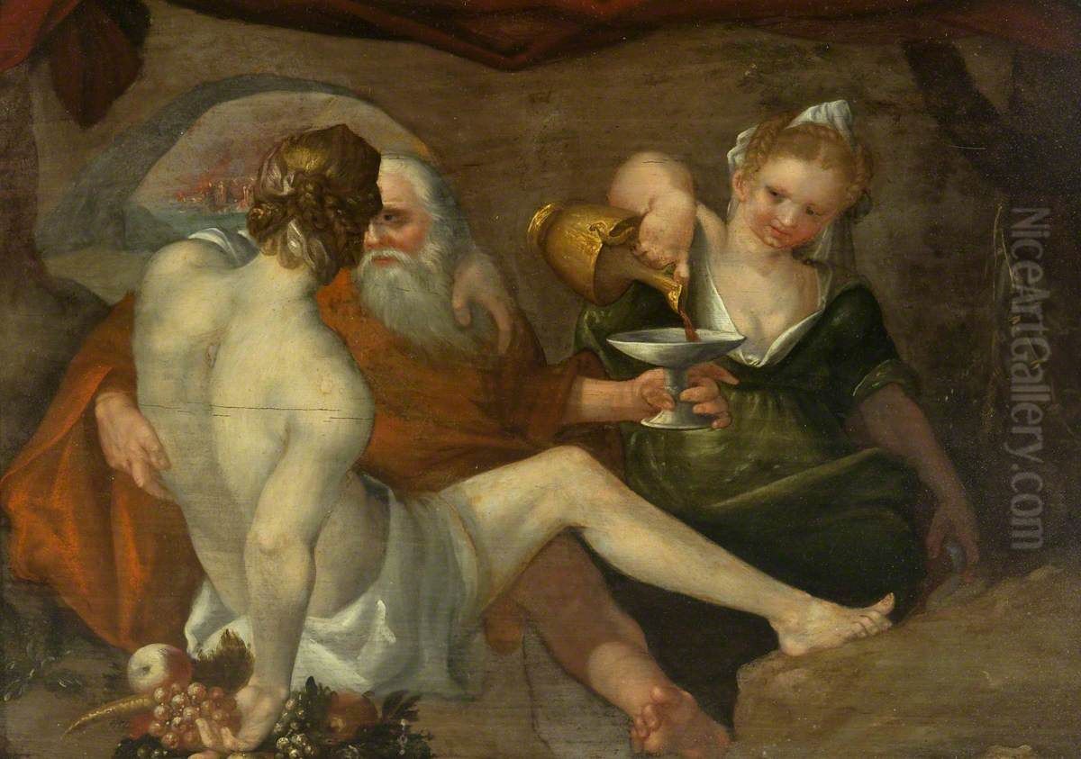 Lot and His Daughters Oil Painting by Adam van Noort