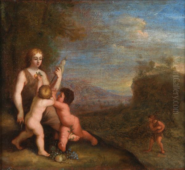 Adam und Eva mit Kain und Abel Oil Painting by Louise Hollandine of the Palatinate