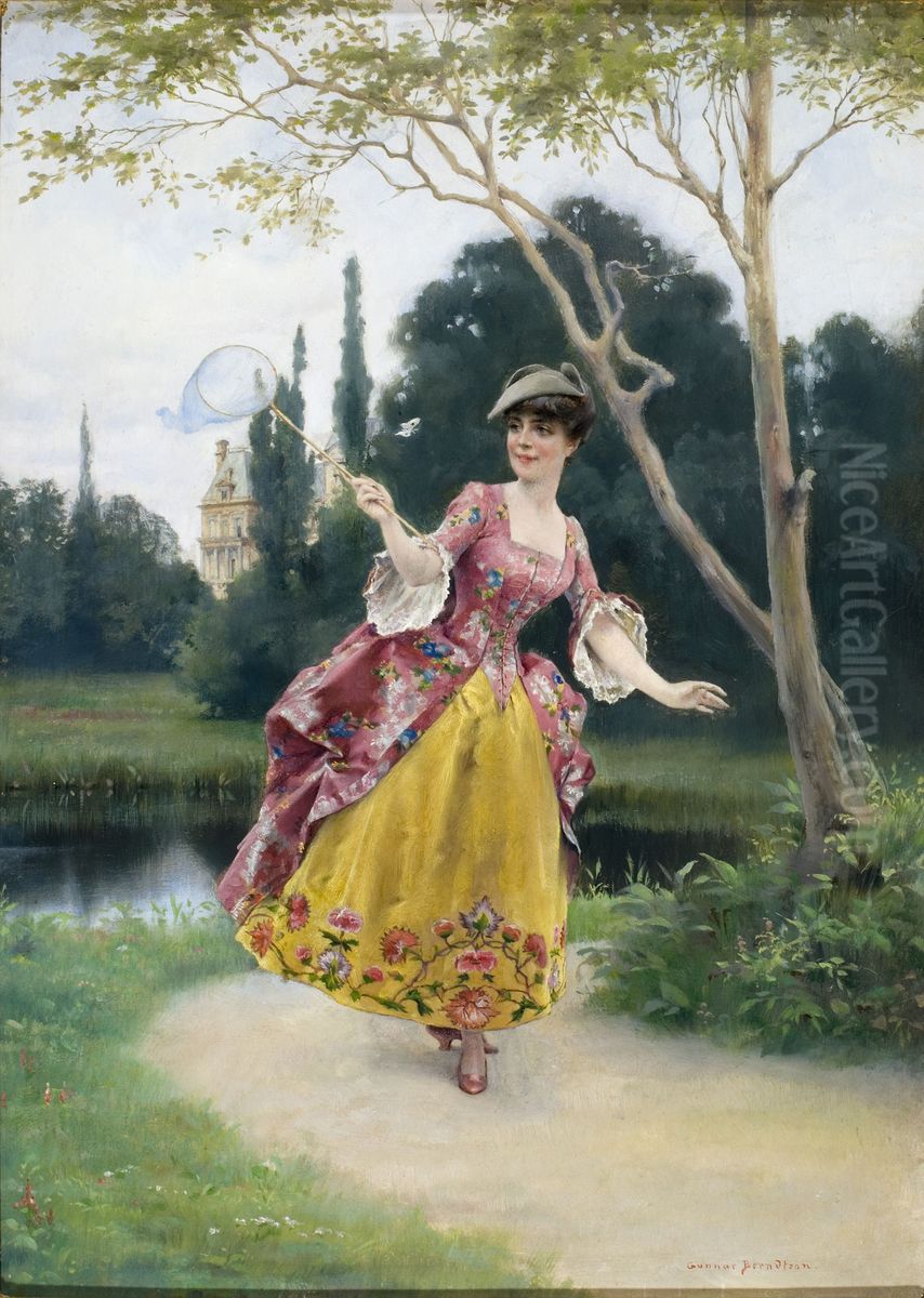 Puutarhaidylli Oil Painting by Gunnar Berndtson