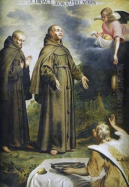 Comida Milagrosa De San Diego De Alcala Oil Painting by Vicente Carducho