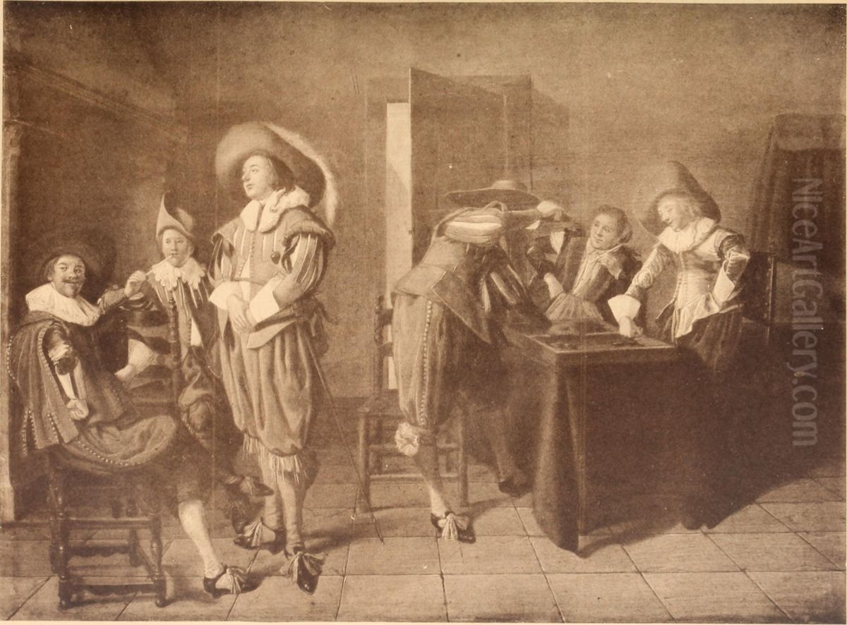 Tric trac players in a guardroom Oil Painting by Dirck Hals