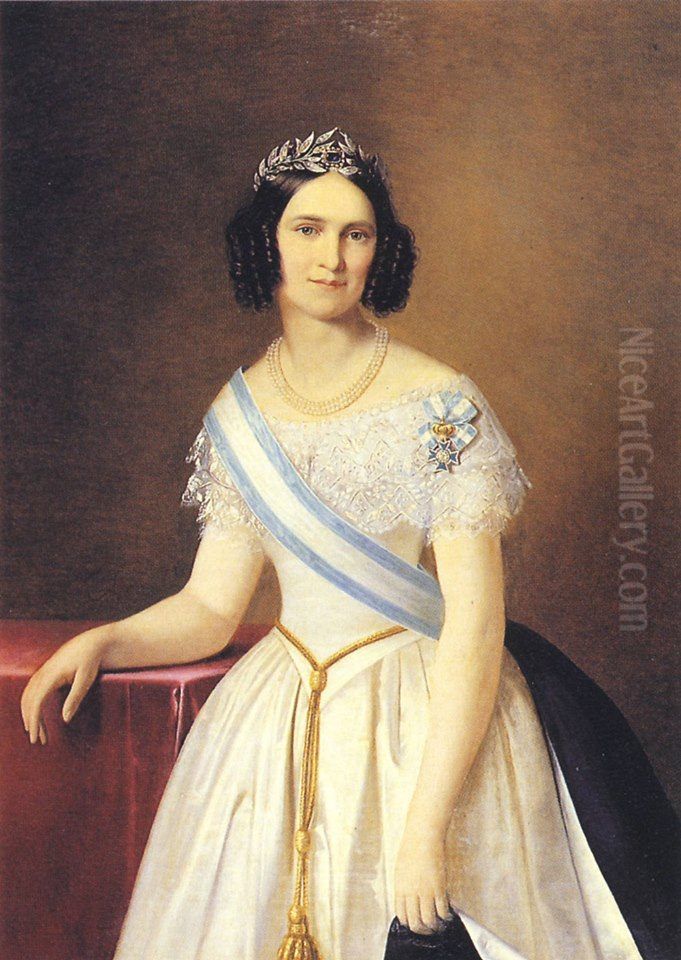 Princess Adelgunde of Bavaria(1823-1914), duchess of Modena and Reggio Emilia Oil Painting by Adeodato Malatesta or Malatesti