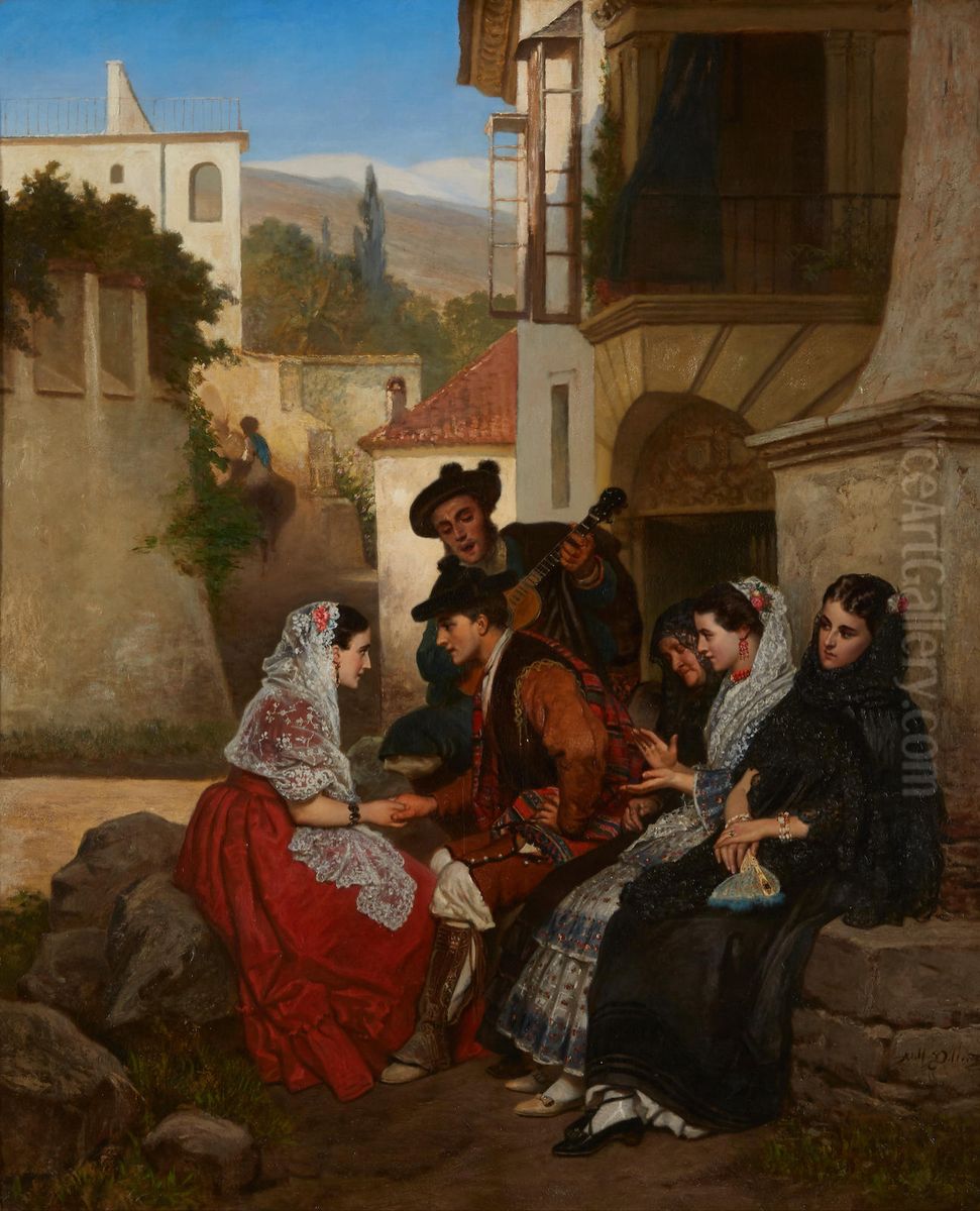 The proposal Oil Painting by Adolf Alexander Dillens