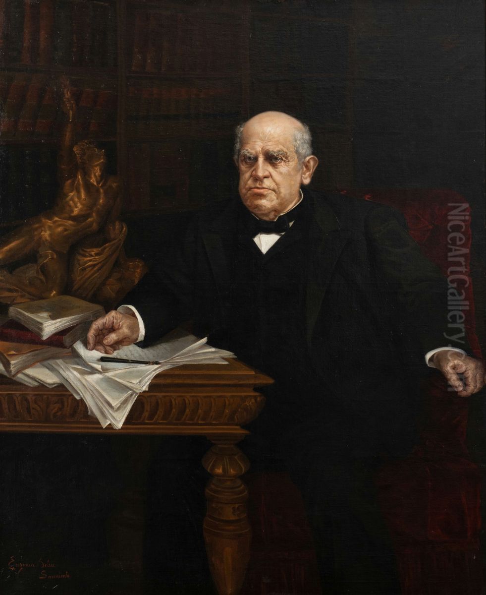 Domingo Faustino Sarmiento Oil Painting by Eugenia Belin Sarmiento