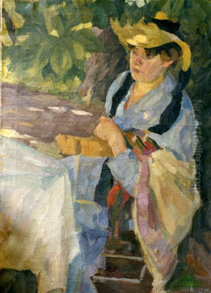 Sitzende Dame unter Baumen Oil Painting by unknown