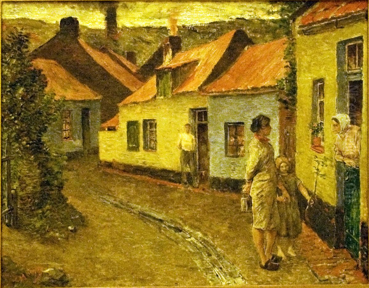 Banyasztelep, beszelgeto asszonyok Oil Painting by Constantin Meunier
