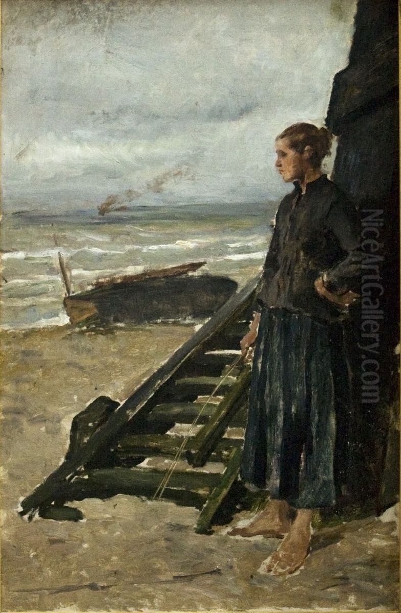 Fisherman's Daughter at Nieuwpoort Oil Painting by Constantin Meunier
