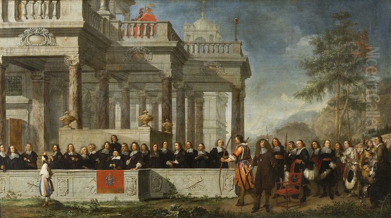 The Legend of William Tell shown to the Antwerp Guild of St Sebastian Oil Painting by Philips Augustijn Immenraet