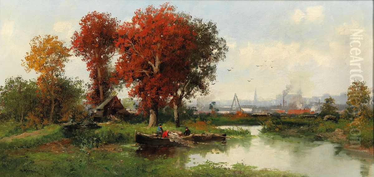 Wetland Landscape in Vienna Oil Painting by Adolf Kaufmann