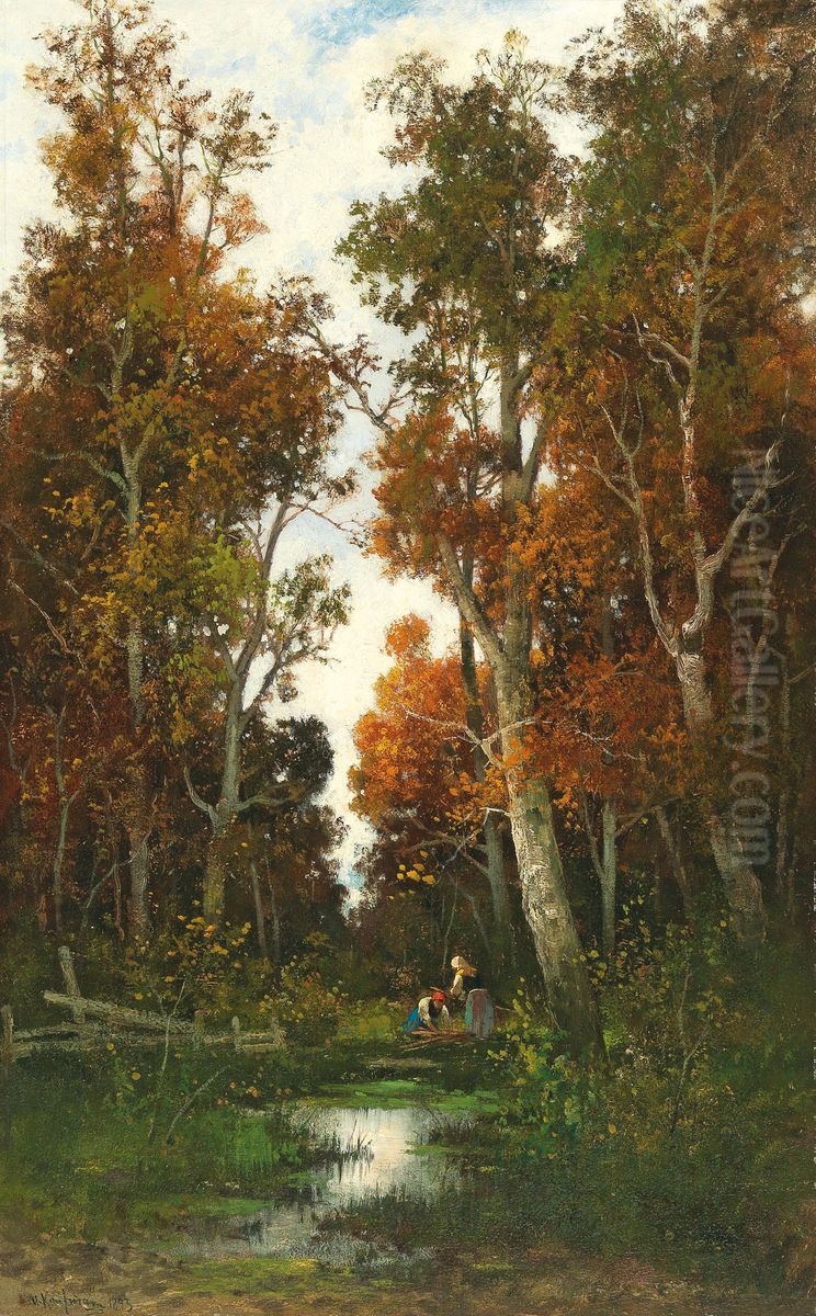 Motif of Flensburg Oil Painting by Adolf Kaufmann