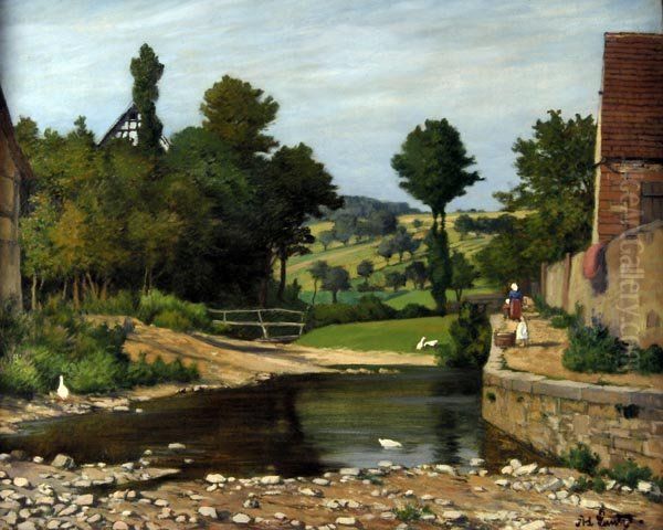 Der Dorfbach Oil Painting by unknown