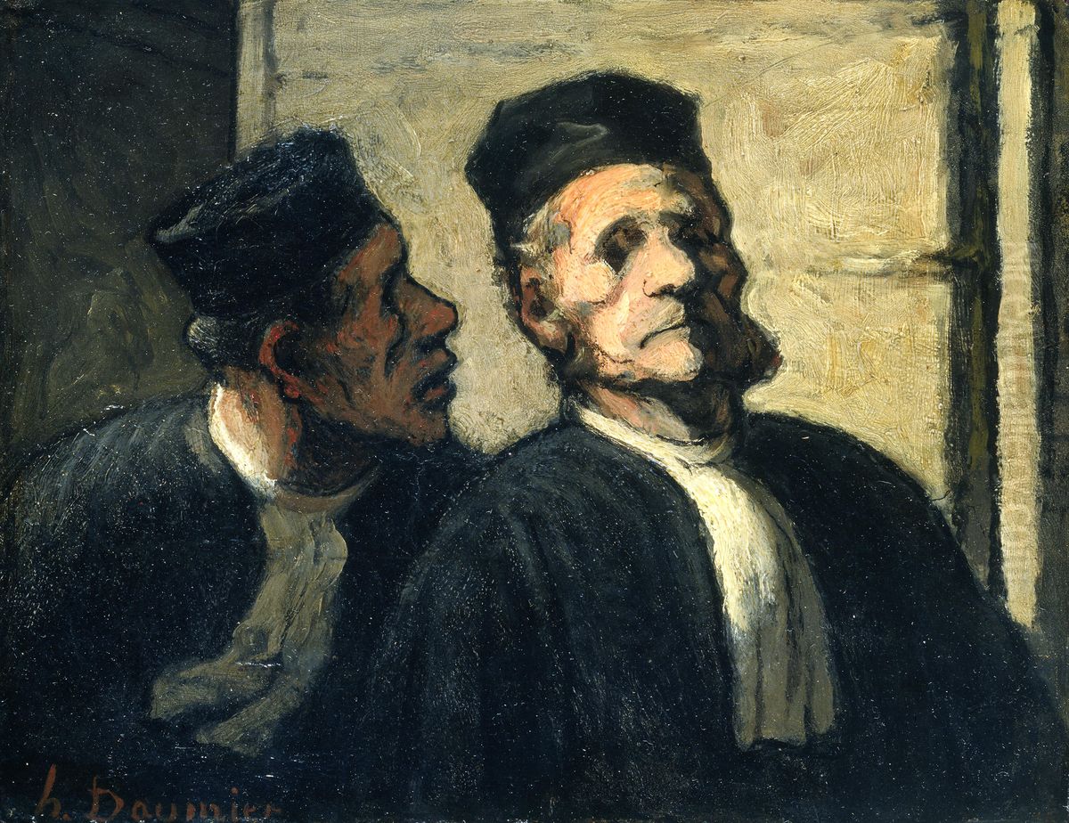 Les Deux Avocats Oil Painting by Honore Daumier