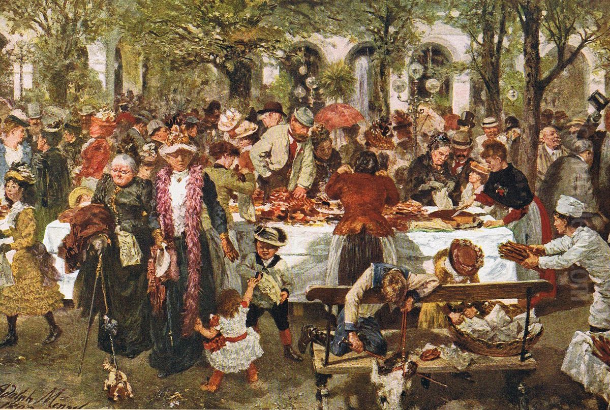 Feinbackerei im Kurpark zu Kissingen Oil Painting by Adolph von Menzel