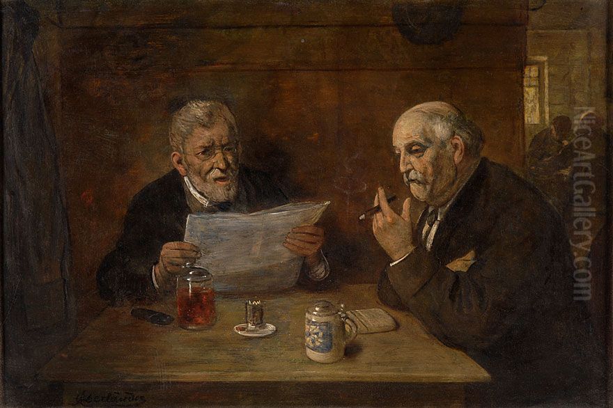 Das Neueste vom Tage. Oil Painting by Adolf Oberlander