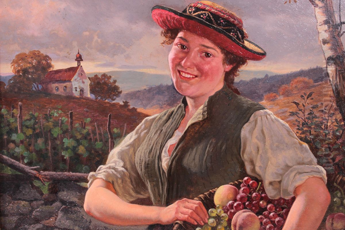 Madchen mit Obstkorb Oil Painting by Schreitter von Schwarzenfeld, Adolf d. A.