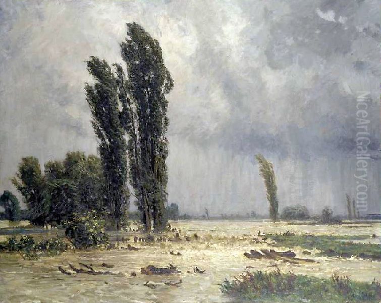 Uberschwemmung Oil Painting by Adolf Stabli