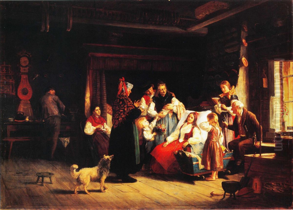 Vastasyntynyt Oil Painting by Adolf von Becker