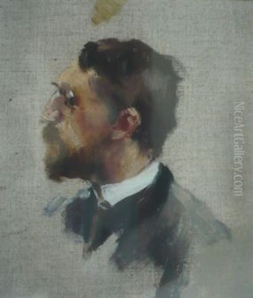 Self-portrait Oil Painting by Adolf Holzel