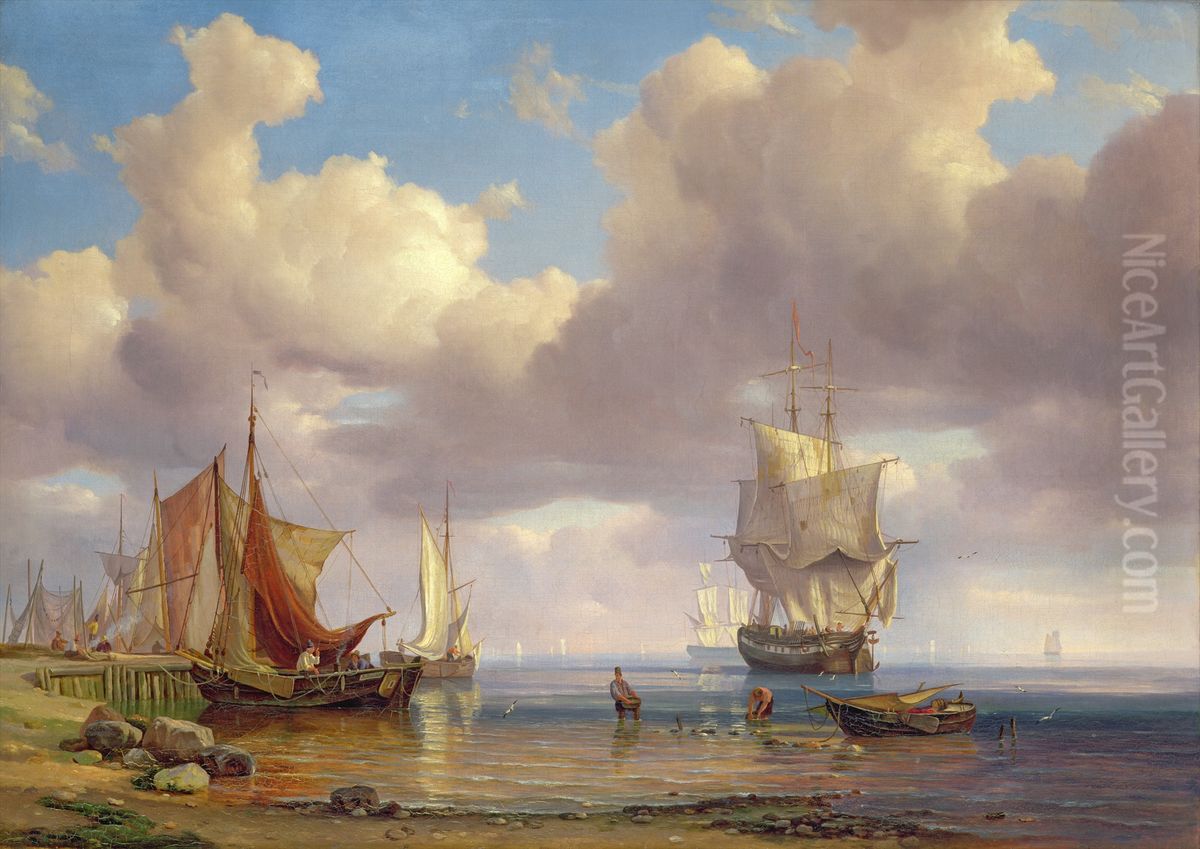 Calm Sea Oil Painting by Adolph Friedrich Vollmer