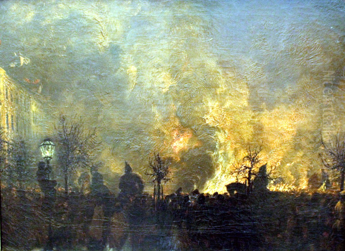 After the torchlight procession Oil Painting by Adolph von Menzel