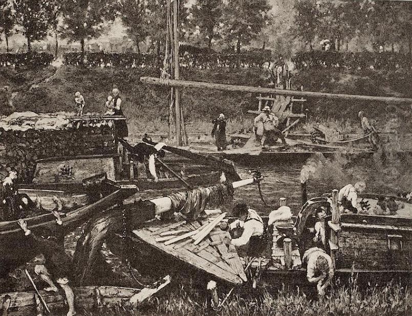 Neuer Schifffahrtskanal in Berlin Oil Painting by Adolph von Menzel