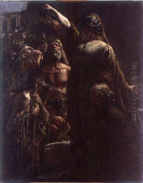 Judith montrant la tete d'Holopherne Oil Painting by Adolphe Dechenaud