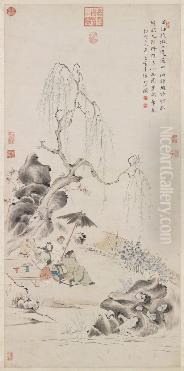 Chung K'uei on the Festival of the Fifth Month Oil Painting by Hua Yan